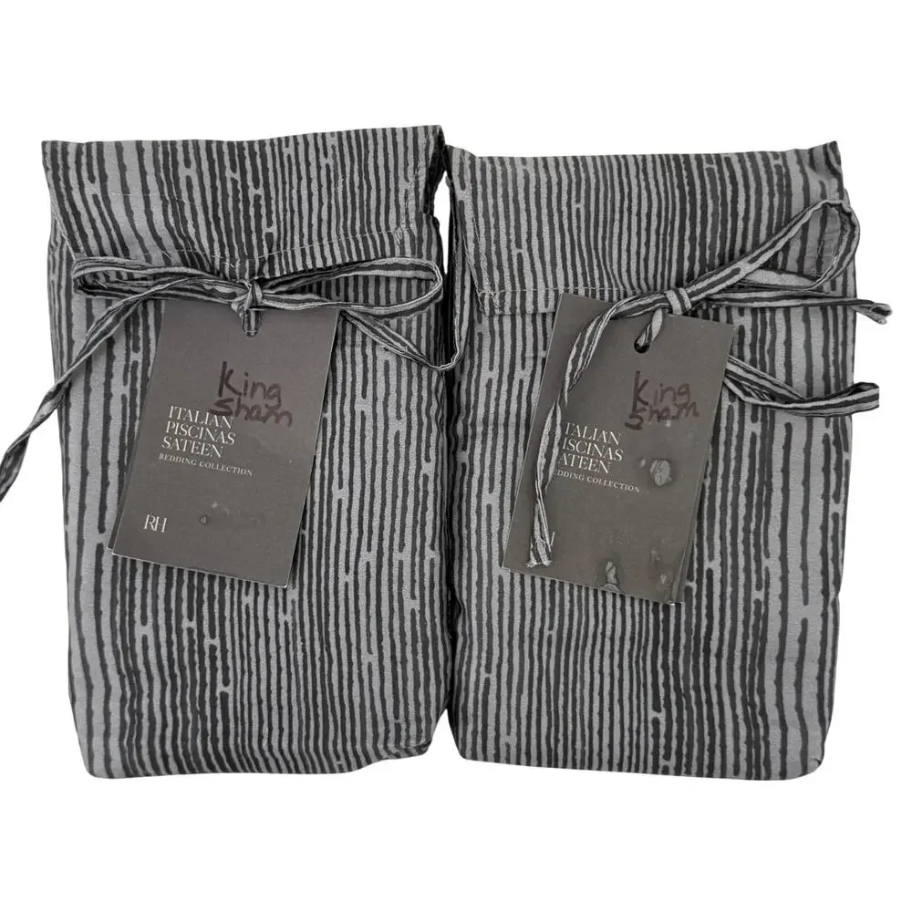 Restoration Hardware Italian Piscinas Sateen King Sham Set Washed Black Gray